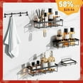 thumbnail image 2 of Rust Proof Shower Caddy No Drill Bathroom Organizers with Removable Hooks Soap Holder Wall Mounted 2/3/5 Pack Bright Black - Outdoorfun, 2 of 6