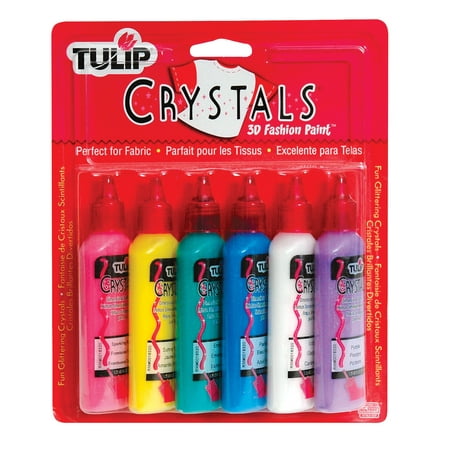 Tulip Washable 3D Fabric Paint Set, 1.25 oz Bottle, Assorted Crystal Color, Set of