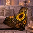 thumbnail image 6 of Sunflower Cowboy Hat Rustic Wood Plank Design, Rustic Botanical Portrait, Warm Flannel Blanket for Ranch House and Living Room, Animal Lovers Birthday Gift, Rustic Home Decor, 6 of 9