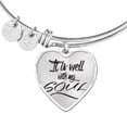 thumbnail image 1 of It Is Well With My Soul Stainless Steel or 18k Gold Heart Bangle Bracelet, 1 of 7