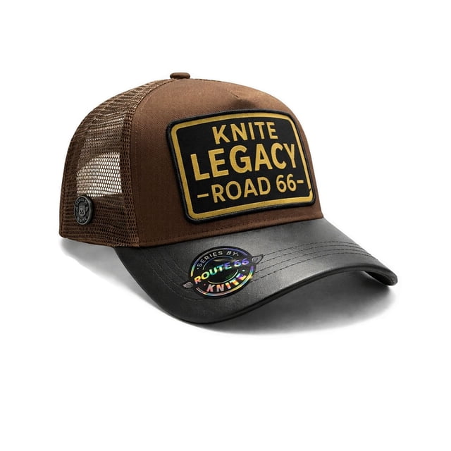 Knite Gorra Trucker Route 66 Legacy Cafe con Visera Tipo Piel Malla Biker Hombre