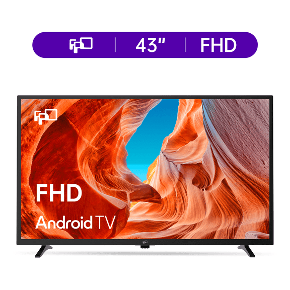 FPD 43-inch Smart TV, 1080P FHD Android TV with Google Play Built-in Chromecast, Dolby Audio, Hdr 10, Flat Television with Assistant Voice Control