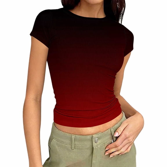 RQYYD Womens Boat Neck Short Sleeve Shirts Summer Crop Tops Basic Going Out Tee Fashion Y2K Outfits