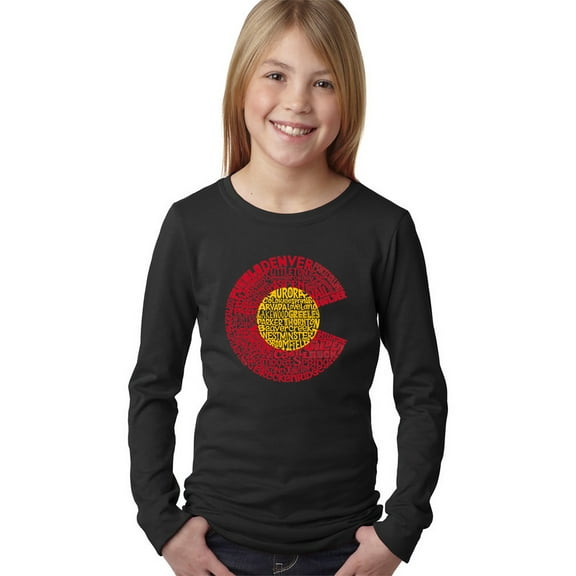 LA Pop Art Girl's Word Art Long Sleeve - Colorado