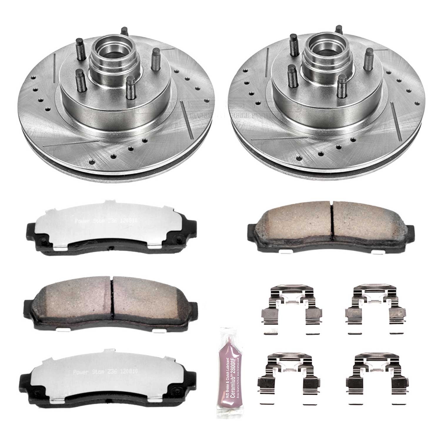 PowerStop Front Z36 Truck & Tow Carbon-Fiber Ceramic Brake Pad and Drilled and Slotted Rotor Kit Fits: FORD MAZDA Select Models K1857-36