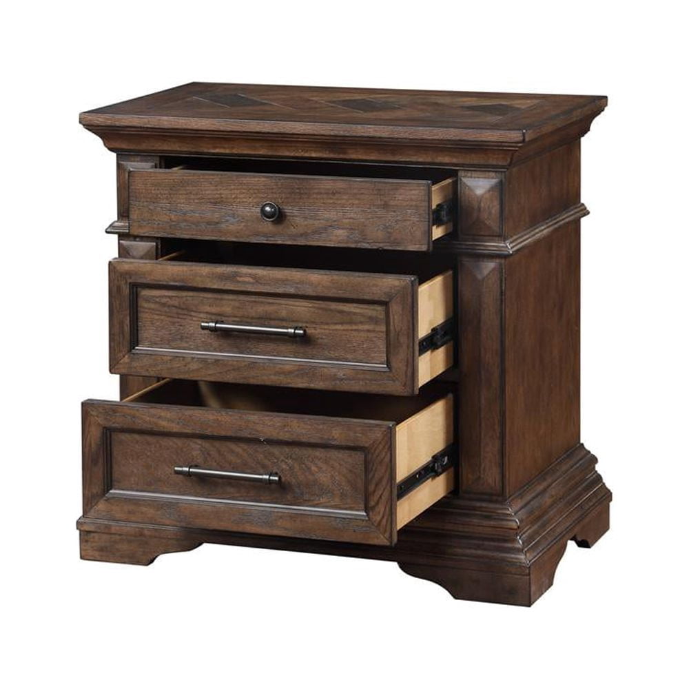 New Classic Furniture Mar Vista Solid Wood 3-Drawer Nightstand in Walnut Brown