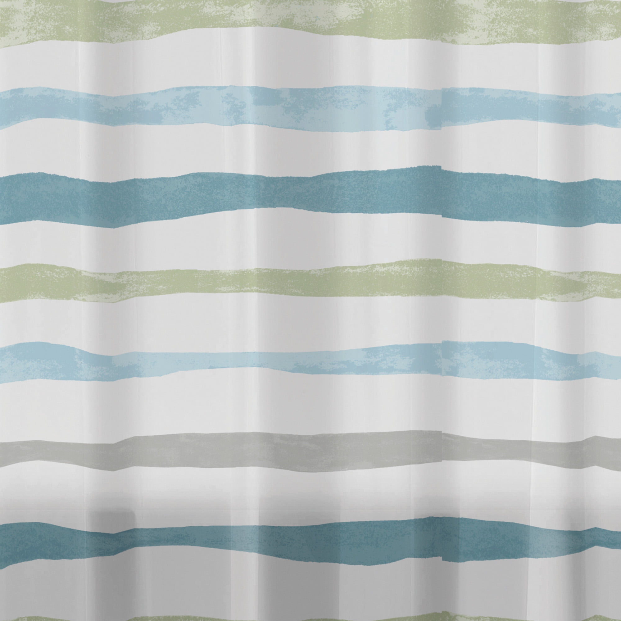 Mainstays Waterproof 30% Recycled PEVA Watercolor Stripe Shower Curtain Set & Hooks, 13-Piece, Blue