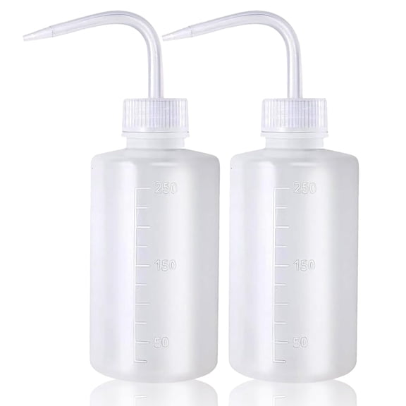 Squeeze Bottles 2-Pack (250ml/8.45oz) Heavy-Duty Squirt Bottle for Cleaning, Plant Watering & Lab Use, Leak-Proof LDPE Wash Bottles with Measurement Scale