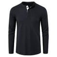 thumbnail image 2 of SWSMCLT Men's Long Sleeve Henley Solid Lightweight Crew Neck T-Shirt Waffle Knit Tshirt Quick Dry Tees Fall Casual Top Slim Fit Black X-Large, 2 of 3