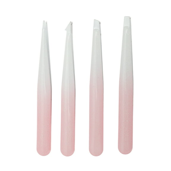 Unique Bargains 1 Set Durable Convenient Eyebrow Tweezer Kit for Bathroom Travel Gradient Pink