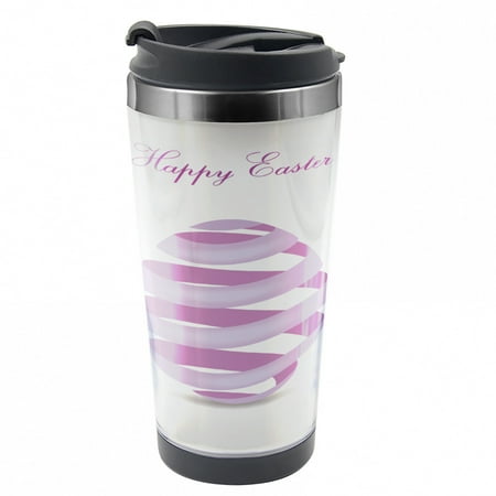 

Easter Travel Mug Ornate Ribbon Egg Shape Steel Thermal Cup 16 oz by Ambesonne