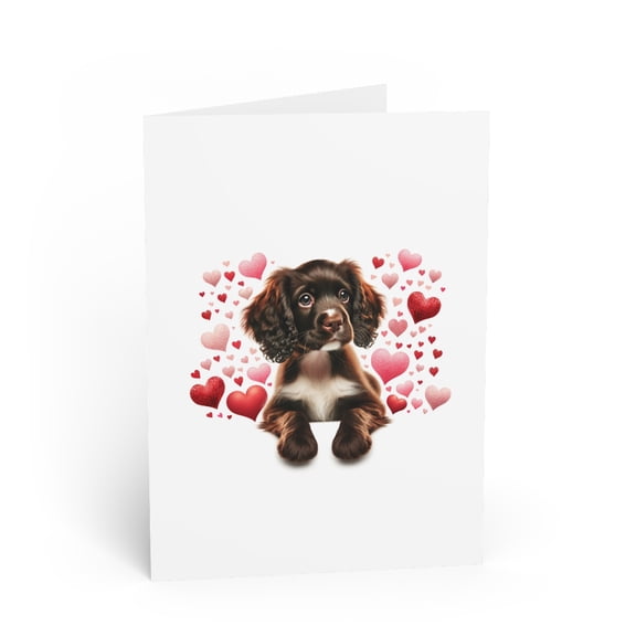 DistinctInk Greeting Card / Note Card - Valentine's Day Boykin Spaniel Puppy - PACK of 1