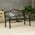 thumbnail image 4 of Gardenised Outdoor Garden Patio Steel Park Bench Lawn Decor with Cast Iron Back, Black Seating bench for Yard, Patio,, 4 of 5