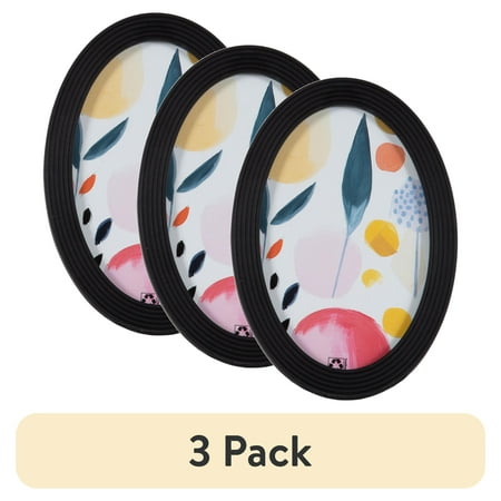 (3 pack) DesignOvation 4x6 Oval Black Decorative Tabletop Picture Frame
