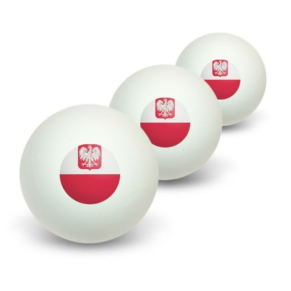 Poland Polish Flag Novelty Table Tennis Ping Pong Ball 3 Pack