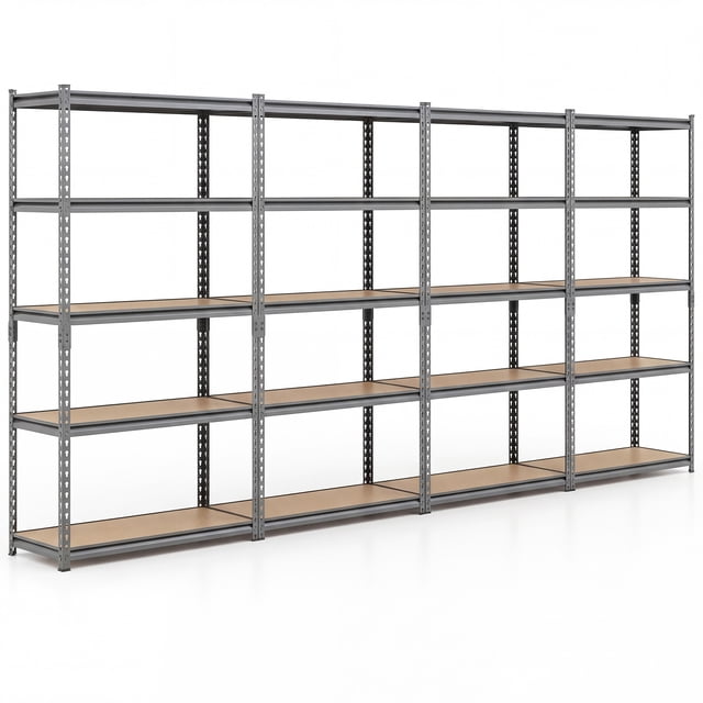 Gymax 4PCS 5-Tier Garage Shelving Unit 2200 LBS Heavy Duty Metal Storage Shelves Gray