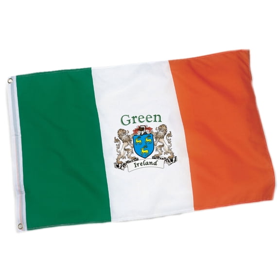 Green Irish Coat of Arms Ireland Flag - 3'x5' foot.