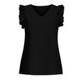 thumbnail image 7 of UPPADA Summer Sleeveless Tops for Women, Womens Summer Sleeveless Ruffle Tanks Tops Solid V Neck Blouses Casual T-Shirts, 7 of 7