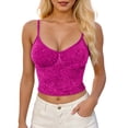 thumbnail image 2 of Sparkly Crop Camisole Tops for Women V Neck Spaghetti Strap Glitter Silk Cami Tank Tops Rave Party Clubwear, 2 of 5