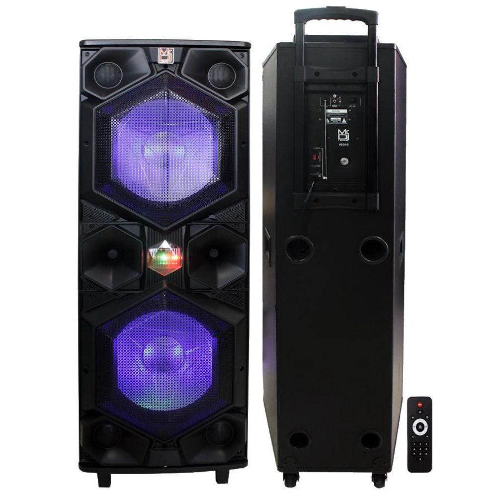 MR.DJ VEGAS DUAL 15" PROFESSIONAL PORTABLE SPEAKER w/BLUETOOTH
