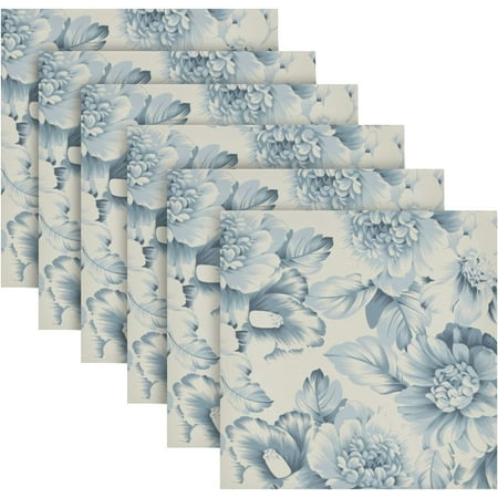 

Hyjoy Retro Blue Flowers Napkins 6 Pack Cloth Napkins 20x20 Inches Washable Polyester Dinner Napkins for Parties Wedding Restaurant