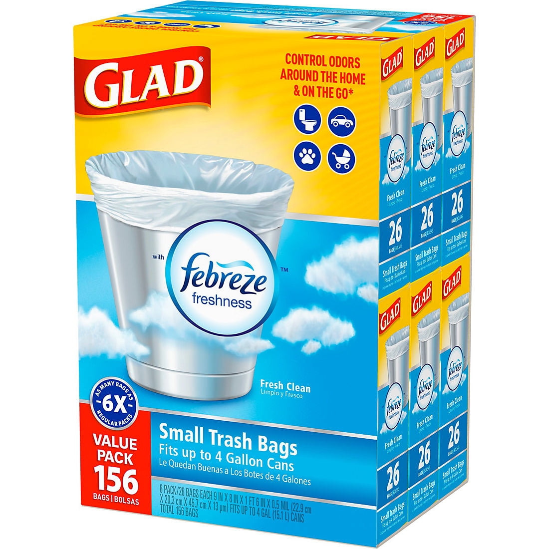 Glad 4-Gallons Small Trash Bags, 156 Count