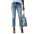thumbnail image 2 of Women'S Ripped Jeans Straight Leg Distressed Boyfriend Denim Pants Light Blue S, 2 of 8