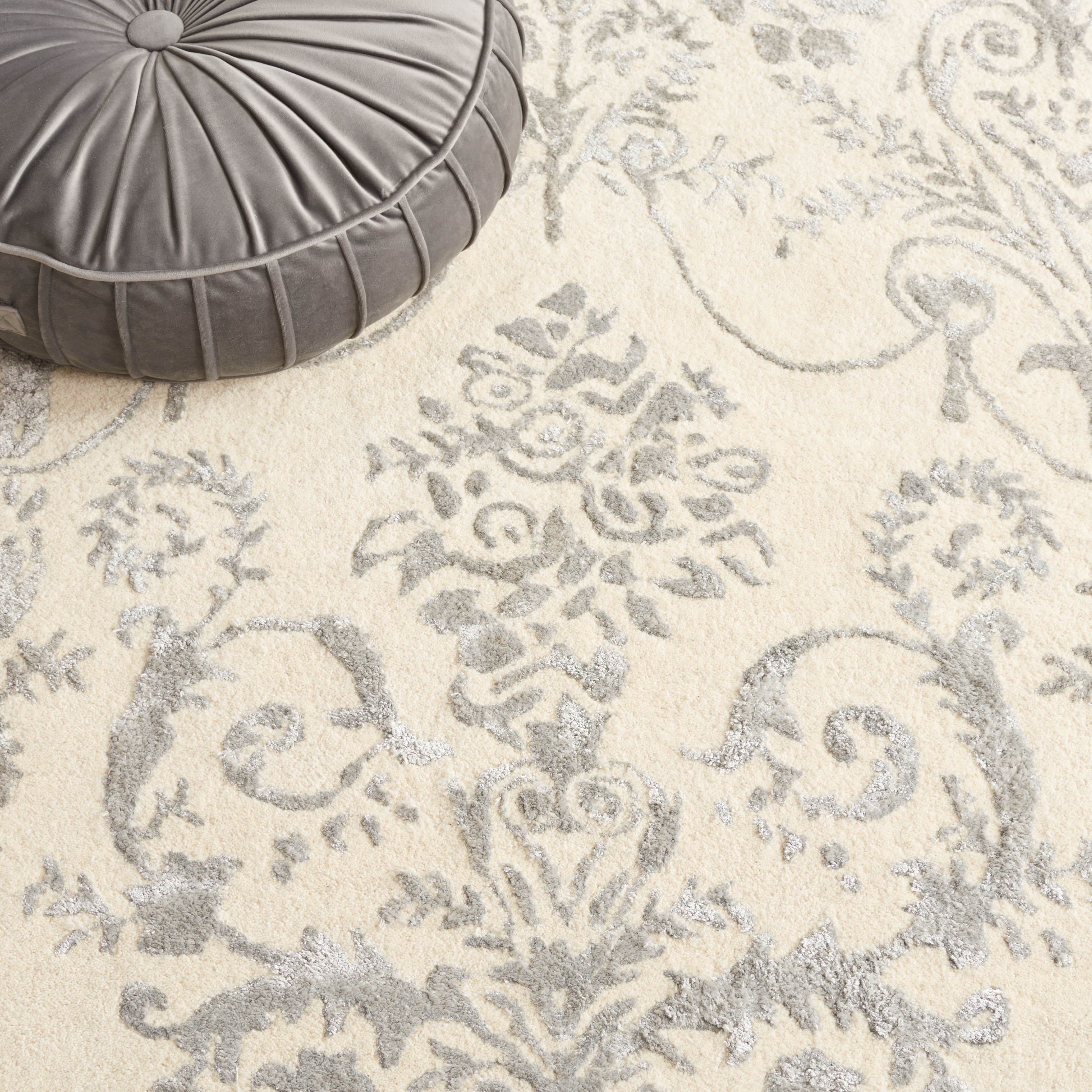 SAFAVIEH Bella Paula Damask Area Rug, Ivory/Grey, 10' x 14'