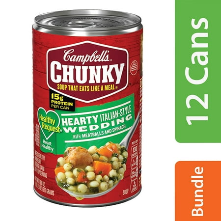 - (11 Pack) Campbell's Chunky Healthy Request Hearty Italian-Style Wedding with Meatballs and Spinach Soup, 18.6 oz.
