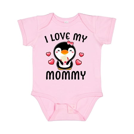 

Inktastic I Love My Mommy with Cute Penguin and Hearts Gift Baby Girl Bodysuit