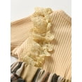 thumbnail image 7 of Infant Baby Girl Clothes Ribbed Long Sleeve Faux-Two Floral Print Romper Jumpsuit Dress with Headband Khaki 0-3 Months, 7 of 7