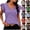 Purple, variant on Fancifize Women's Ruffle Cap Sleeve Shirts Summer Casual V Neck Striped Tees Trendy Color Block Tops