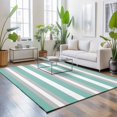 thumbnail image 3 of Large Area Rugs 5'x8', Aqua Grey Stripe Carpet Runner Indoor Outdoor Rugs Home Decor Aesthetic, Minimalist Farmhouse Striped Non Slip Mats Washable Accent Rug for Living Room Bedroom, 3 of 8