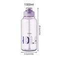 thumbnail image 2 of Harlier 1300ML Drinking Water Bottle with Scale to Drink and Straw, Large Durable Gym Plastic Bottle Tritan BPA Free for Fitness, Outdoor Enthusiasts, Leakproof Gray (Purple), 2 of 9