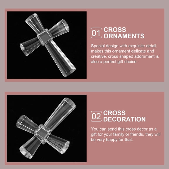 FUEENIRVA White Crystal Cross Figurine Decorative Ornament for Desk, Home, Office Display and Elegant Interior Decoration