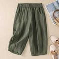 thumbnail image 2 of JIUKE Capri Pants for Women Casual Solid High Waisted Drawstring Cotton Linen Comfy Lounge Capris with Pockets, 2 of 4