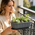 thumbnail image 5 of Durable Plastic Flower Plant Pot Oval Shape with Saucer Tray for Succulents Herbs Indoor Outdoor Gardening Home Decor Display Pink M, 5 of 5