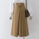 thumbnail image 2 of Falda plisada de cintura alta para mujer, estilo A, color caqui, estilo Petite Sense, de verano, a la moda, 2024, 2 of 5