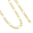 thumbnail image 6 of Nuragold 14k Real Yellow Gold Solid Figaro Link 7.5mm Diamond Cut Pave Chain Necklace (20"-30") Two Tone Italian Jewelry for Men, 6 of 6