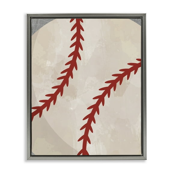 Stupell Industries Bouncing Fun Baseball Gray Framed Floater Canvas Wall Art, design by Christine Simpson Art