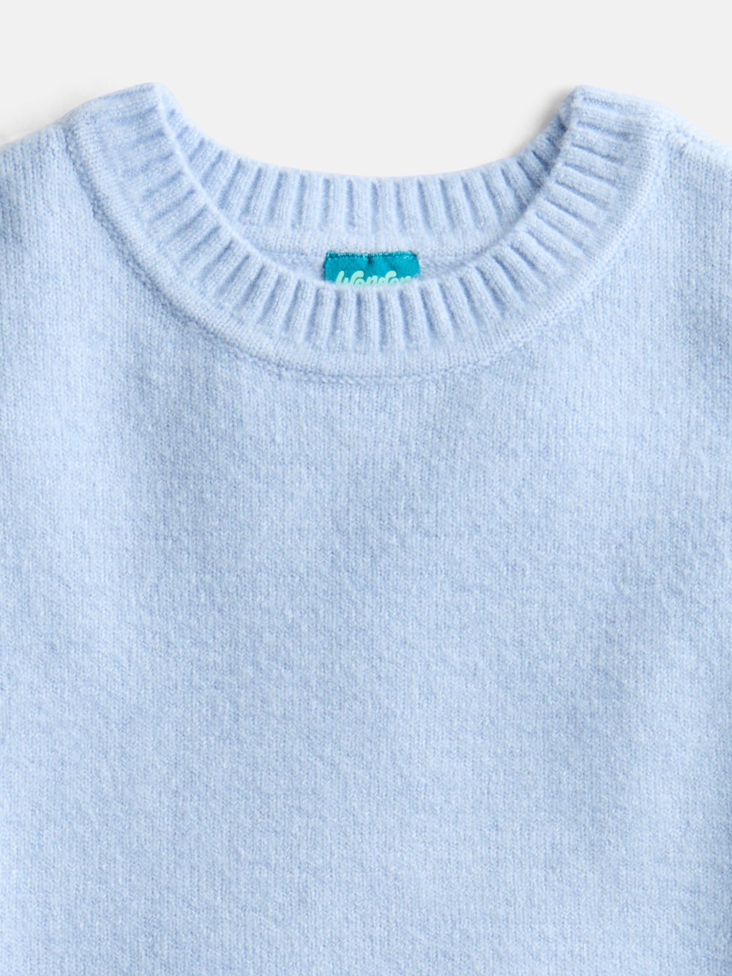 Wonder Nation Girls Pointelle Trim Sweater with Long Sleeves, Sizes 4-18