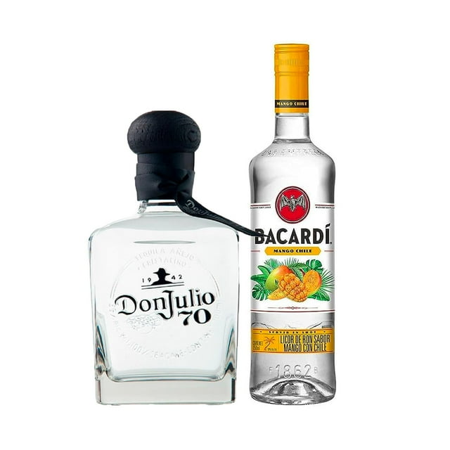 Tequila Don Julio 70 Cristalino Añejo 700 mL + Licor de Ron Bacardi Mango Chile 750 ml