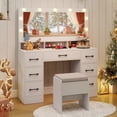 thumbnail image 2 of Gymax Vanity Desk w/Mirror & Lights Power Outlets 3 Color Lighting Modes 7 Drawers, 2 of 10