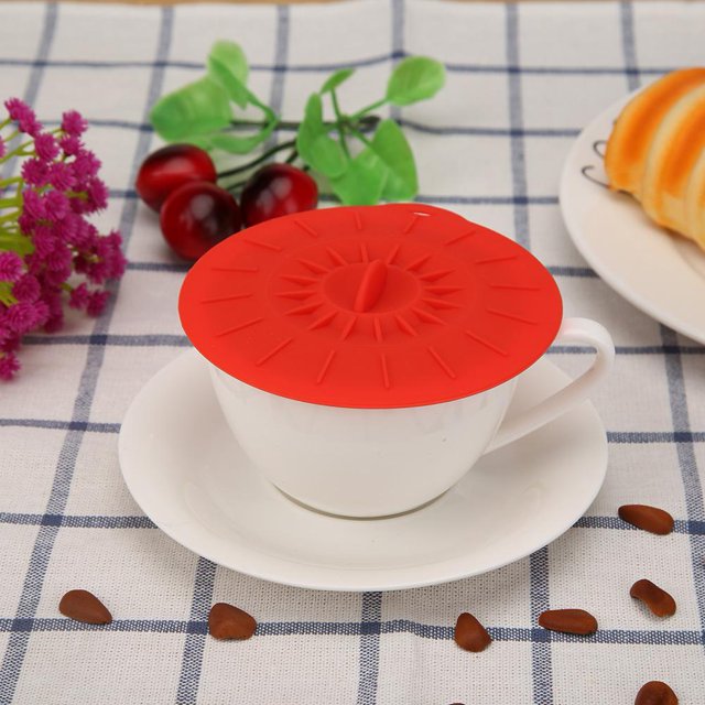 Cubierta de la tapa de la taza a prueba de fugas a prueba de polvo de dibujos animados de silicona resistente al calor (100 mm Tmvgtek Para estrenar