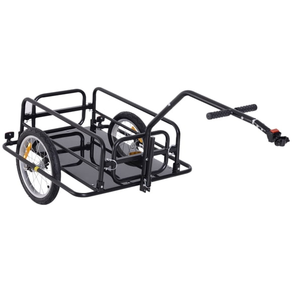 Aosom Folding Bicycle Cargo Trailer Utility Bike Cart Carrier Garden Patio Tool with Hitch Black