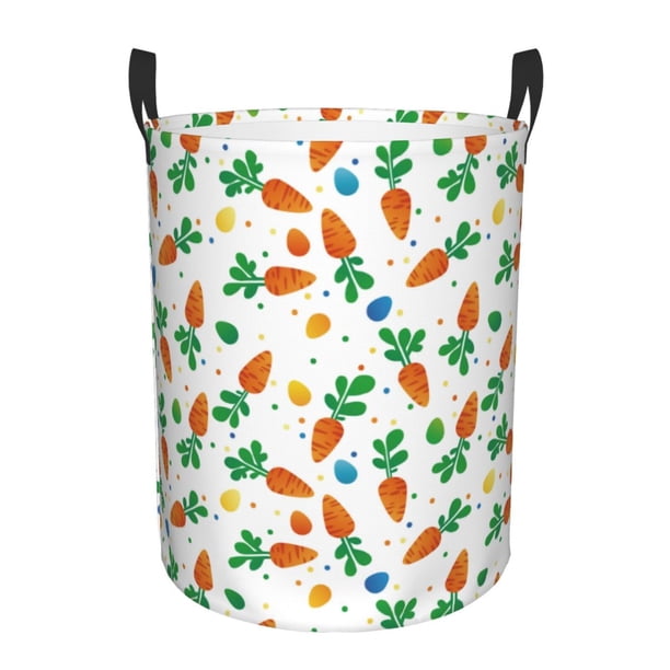 Fotbe Cute Carrot Cesto de Ropa con Asas, Cesto Impermeable de Gran Capacidad, Bolsa de Lavado para Dormitorio, Cesto de Ropa con Ruedas y Asas-Small