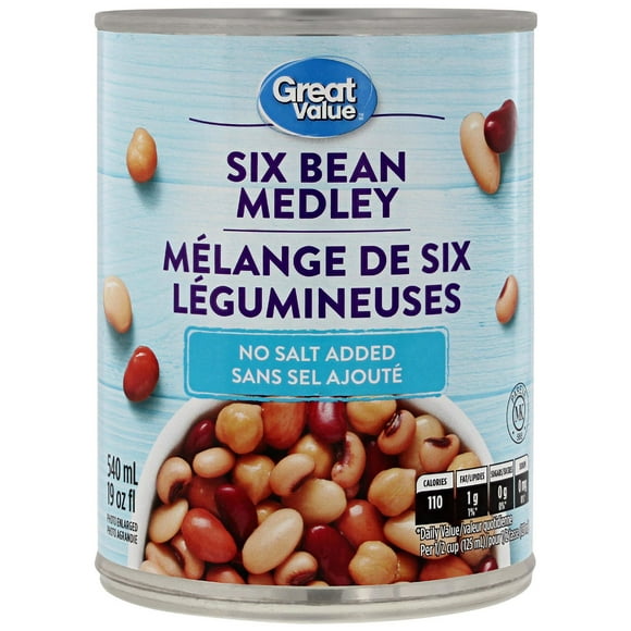 Great Value Six Bean Medley Canned Mixed Beans, 540 mL
