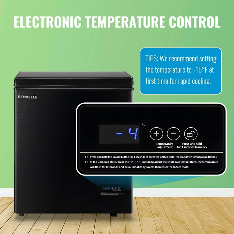 DEMULLER 4.0 Cu. ft Chest Freezer Small Freezer with Top Open Door Freestanding Black