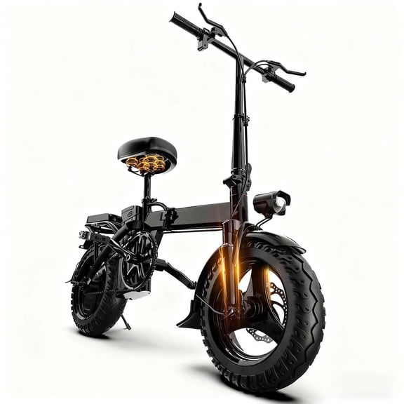 1200W Foldable Electric Bike for Adults, 48V 12Ah Removable Battery, 25-35Mi Range, 20Mph & Dual Disc, 14" Commuter Ebike with & 365lbs Load, UL2849