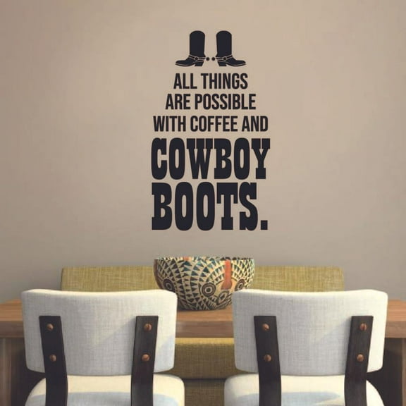 All Things Are Possible Cowboy Cowgirl Quote Country Life Quotes Wall Sticker Art Decal for Girls Boys Room Bedroom Garage House Fun Home Decor Stickers Wall Art Vinyl Decoration Size (20x18 inch)